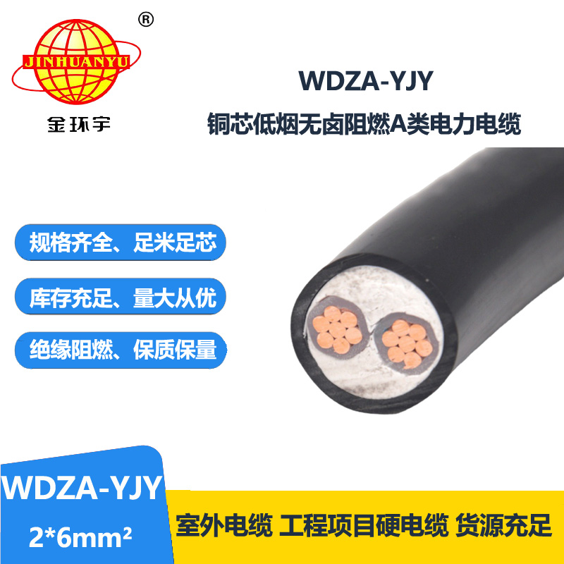 金環(huán)宇電線電纜 二芯鎧裝電纜WDZA-YJY 2X6工程專用 低煙無(wú)鹵阻燃