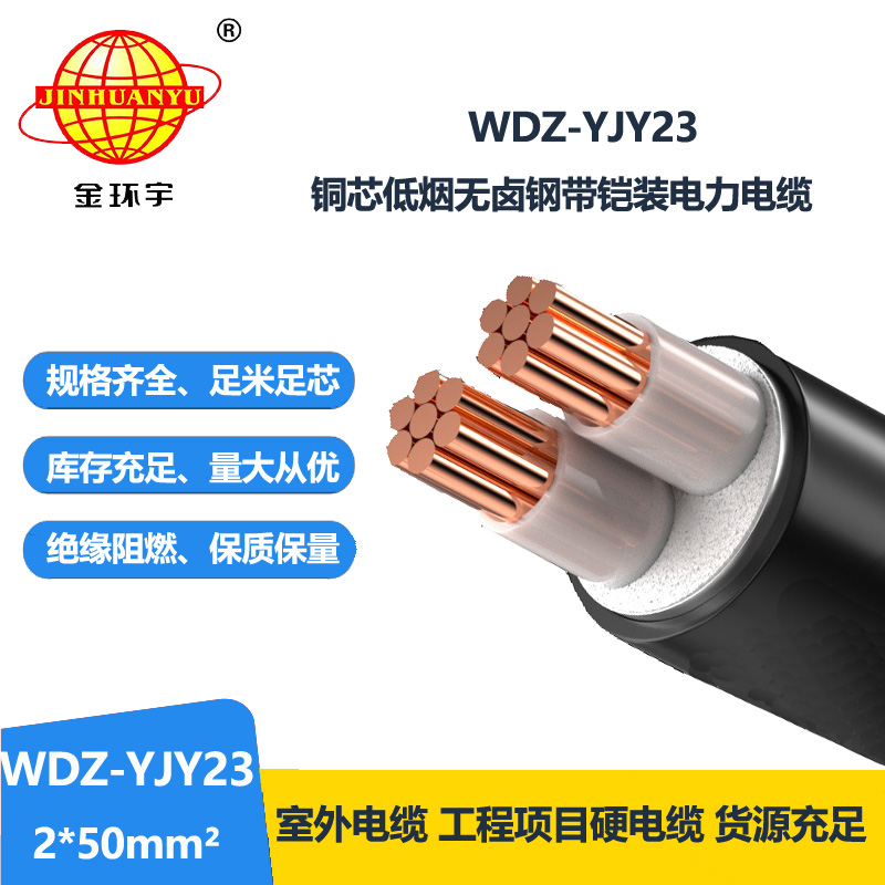 金環(huán)宇 鋼帶鎧裝電纜WDZ-YJY23-2X50平方 低煙無鹵電力電纜