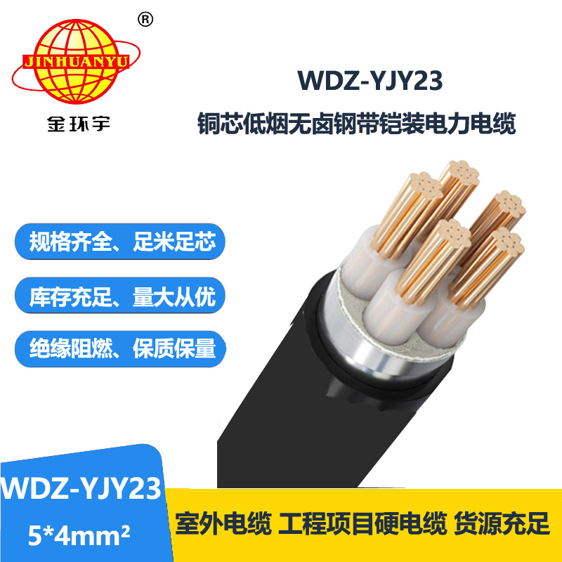 金環(huán)宇電線電纜 鎧裝電力電纜WDZ-YJY23-5x4平方 無(wú)鹵低煙交聯(lián)電纜